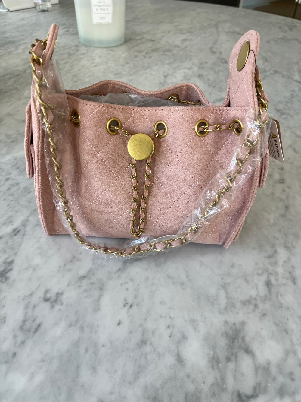 Quilted Pink Chain-Trim Shoulder Bag mini 25